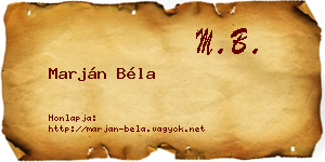 Marján Béla névjegykártya